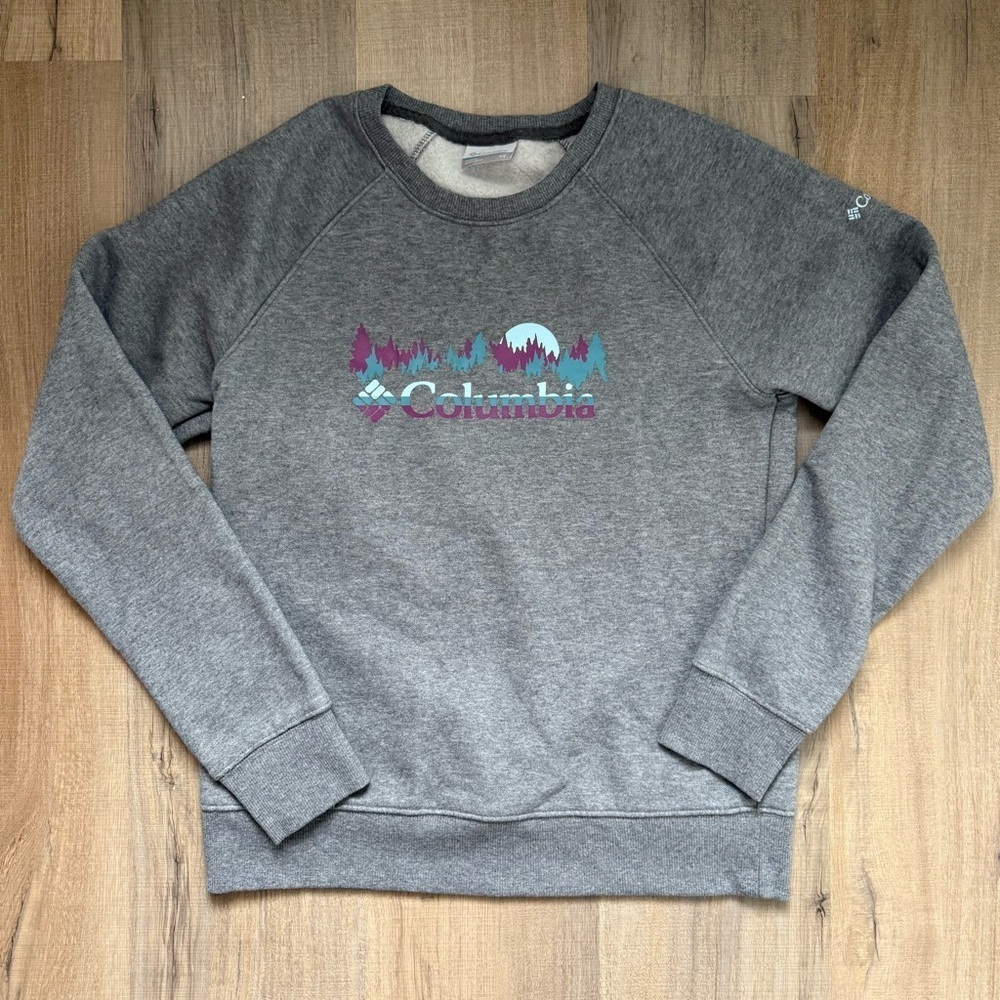 Columbia Soft Cozy Casual Gray Purple Cotton Blend Women’s Sweatshirt